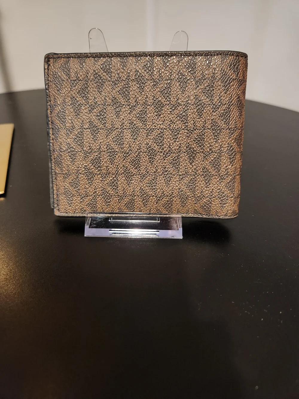 Michael Kors Signature Bifold Wallet in Brown with White & Yellow Stripe